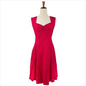 ANTHROPOLOGIE MAPLE Red Vermilion Polka Dot Fit-and-Flare Dress Size 6